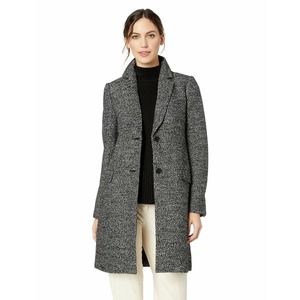 Lark & Ro Women's Single Breasted Walker Coat Sz 4 Salt/Pepper